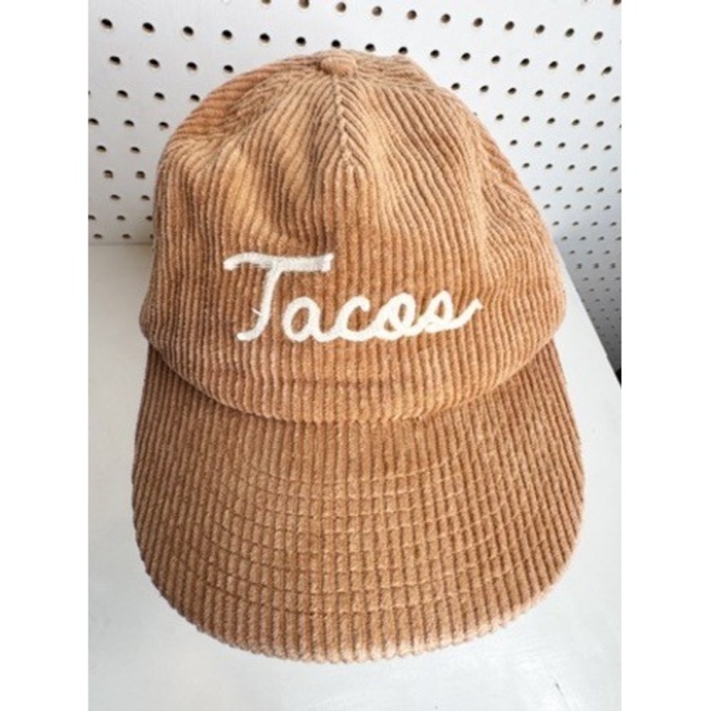 Pyknic | Brown Corduroy "Tacos" Embroidered Adjustable Baseball Cap Hat